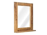 Woodkings® Bad Spiegel Stark 67x78 Massivholz Palisander Holzrahmen Wandspiegel mit Ablage Holzspiegel Schminkspiegel Flurspiegel Badezimmerspiegel