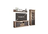 Homeface PROTUM VF Wohnkombination Set 3-teilig Klassik Wohnwand - TV Wand - Wohnzimmerwand- Dekor Eiche-Anthrazit - Ohne LED Beleuchtung - Ohne Dekoration -B/H/T: 273 x 205,5 x 40