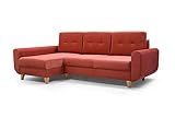 MOEBLO Ecksofa mit Schlaffunktion Eckcouch mit 2 X Bettkasten Sofa Couch L-Form Polsterecke - BONN (Ecskofa Links, Orange)