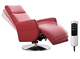 Cavadore TV-Sessel Cobra mit 2 E-Motoren / Elektrischer Fernsehsessel mit Fernbedienung / Relaxfunktion, Liegefunktion / Ergonomie L / Belastbar bis 130 kg / 71 x 112 x 82 / Echtleder Rot