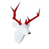 Hirsch, Hirschkopf, Yona DIY Papercraft Kit, Rehkopf, papier modell, 3D Origami Kit von Hand zusammenzubauen, Heimdekoration, Geschenk, Origami 3D, Papier Handwerk, Puzzle 3D，Deer head White.