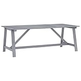 puraday Garten-Esstisch Grau 206x100x74 cm Akazie Massivholz Gartentisch Holz Balkontisch Terassenmöbel Außen Multifunktionstisch Dining Table Esszimmertisch Garten Esstisch Gartenmöbel Balkonmöbel