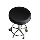 ADOCARN Stuhlhocker Runder Stuhlbezug Waschbarer Couchbezug Stretch-Couchbezug Waschbares Hockerkissen Schonbezug Hockerbezüge Rund Schwarz Runder Sitzbezug Stoff-Sofabezug