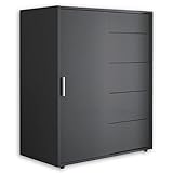 CASE Halbhoher Kleiderschrank ideal für Dachschräge - Platzsparender Schwebetürenschrank mit viel Stauraum in Graphit - 102 x 127 x 60 cm (B/H/T)