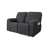 DSHUB Stretch-Strickbezug für Liegestühle, weicher Relax-Liegestuhlbezug, Spandex-Spannbezug für Liegestühle mit Tasche, grau, 6 Stück