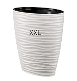 XXL Pflanzkübel Slim Oval 3D Effekt - Wellen - Farbe: Weiß mit Herausnehmbaren Einsatz, H: 60 cm