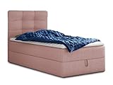 Boxspringbett Best Mini mit Bettkasten und Matratzentopper - Einzelbett mit Bonell-Matratze und Topper, Polsterbett, Bett, Schlafzimmer (90 x 200 cm, Pink (Inari 52))