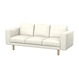 Soferia Kompatible Ersatzbezug fur NORSBORG 3er-Sofa, Stoff Majestic Velvet Creme, Ecru