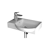 Alpenberger Miniformat Waschbecken 45 cm Breit | Waschtisch Qualitative Keramik | Waschbecken Wandmontage & Einsatzwaschtisch | Bad Becken für Gäste Badezimmer | Passend auf Waschbeckenunterschrank