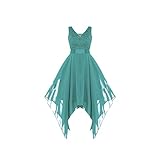 KEERADS V-Ausschnitt, ärmellose Spitze, Chiffon, unregelmäßiger Saum, Partykleid, Cocktailkleid Kleid Elegant 44