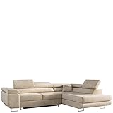 MKS Meble Ecksofa Wohnzimmer - Wohnlandschaft - L-Form Couch mit Schlaffunktion - Bettsofa - Wohnzimmer L Couch - Polstersofa mit Bettkasten - Gustaw Beige