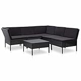 Gecheer 6-TLG. Gartenlounge Set Polyrattan Lounge Set Gartenmöbel Set Gartensofa Set Couch-Set Garten-Sofagarnitur Loungegruppe Sitzgruppe Terrassenmöbel mit Auflagen für Terrasse Garten Schwarz