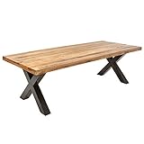 riess-ambiente.de Massiver Esstisch Iron Craft 240cm Mangoholz Industrial Design mit X-Beinen Küchentisch Konferenztisch