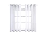 CUTEWIND Gardinen mit Ösen Vorhänge Wohnzimmer Halbtransparente Vorhang aus Voile Polyester Ösenschal Transparent Wohnzimmer Gardine für Schlafzimmer 140 X 145 cm B x H Grommet Top 2 Stücke Weiß