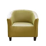 FZ FUTURE Samt Sesselbezug Stretch Weich Universal-Sesselschoner Sesselhusse für Cocktailsessel Waschmaschinenfest rutschfest Sofa Möbelschutz für Clubsessel Loungesessel,Grass Green