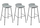 MOBYAT Graue Barstühle, 3er-Set, Familienhocker, Barhocker, Barhocker, Metallbeine mit niedriger Rückenlehne, Kunstleder + PP-Massivmetallpedale, für Wohnzimmer, Küche, Esszimmer (Größe: