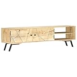 ZEYUAN TV-Schrank, Fernsehtisch, Tv Lowboard, Fernsehschrank, Tv Bank, Tv Table, Tv Kommode, 140 x 30 x 40 cm Massivholz Mango