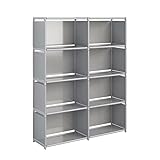 SAVORLIVING Würfel Regal, 8-Grid Portable Bücherregal mit Stoff an der Rückseite, DIY Bücherregal Organizer, Grau Schrank Storage Organizer Bücherregal für Wohnzimmer, Schlafzimmer, Büro