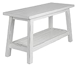 1a-Handelsagentur Rustikale Holzbank Weiß Used-Look 90x35cm Sitzbank Dielenbank Landhausbank Bank