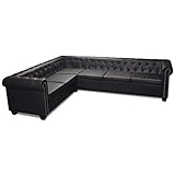 FAMIROSA Ecksofa, Holz Polyvinylchlorid, Schwarz, Six Places