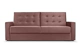 BETTSO -Sofa mit Schlaffunktion und Bettkasten, Couch für Wohnzimmer, Schlafsofa Federkern Sofagarnitur Polstersofa Wohnlandschaft mit Bettfunktion - Mistral (Rosa)