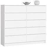 AKORD Kommode K-140 mit 10 (2 x 5) Schubladen, B138 x H121 x T40 cm, Gewicht 75 kg