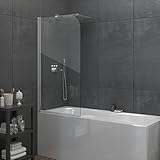 VILSTEIN Duschtrennwand 80x140 | Badewannenaufsatz Einteilig | 6mm ESG Sicherheitsglas | Beidseitig um 180° Faltbar | Nano-Versiegelung