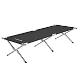 SONGMICS Feldbett, klappbar, Campingbett, Gästebett, 210 x 72 x 45 cm, max. statische Belastbarkeit 260 kg, Reisen, Outdoor, schwarz GCB21H
