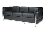 3-Sitzer-Sofa, Edelstahl, italienisches Leder, Schwarz, Braun, Cognac, Weiß