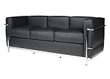 3-Sitzer-Sofa, Edelstahl, italienisches Leder, Schwarz, Braun, Cognac, Weiß