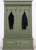 Casa Padrino Landhausstil Massivholz Garderobenschrank Antik Grün 140 x 41 x H. 210 cm - Wand Garderobe - Flur Schrank - Flurmöbel - Garderobenmöbel - Landhausstil Möbel