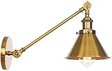 FOEIII Schwenkarm Wandlampe Schwenkarm Wandleuchte Industrielle Vintage montierte Wandlampe einstellbar Messing-Finish 1-Licht-Beleuchtung for Bar, Lager, Flur, Restaurant, Gold (Color : D)