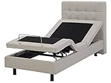 Beliani Polsterbett Einzelbett 90x200 Beige elektrisch verstellbar mit Fernbedienung