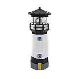 Aoguaro Solarbetriebene Leuchtturm Dekoration Skulptur, 360° Drehbarer Leuchtturm, dekorative Beleuchtung, wasserdichte Outdoor Indoor Dekorationen Ornamente Geschenke, für Desktop, Balkon, Hof,