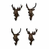 LOBERON® Haken 4er Set Deer, Gusseisen, H/B/T ca. 11/17,5/7 cm, antikbraun