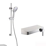 Badewanne/Wanne/Dusche Mischbatterie Dusche Badezimmer Einhebel-Wannenmischbatterie mit Duschaufsatz Wandmontage Badewannenarmatur Badezimmerarmaturen Mischbatterie-Chrome-A (Bath Taps Chrom
