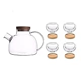 Wasserkrug Glas Teekanne Hochtemperaturbeständige duftende Teekanne Tee Brühtopf Haushalt Teetasse Tee Set Beheizte Glasscheck Wasserkaraffe (Color : C)