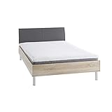 22-214-67 Emma Sonoma Eiche Sägerau/Anthrazit Grau Bett Jugendbett Gästebett Einzelbett Futonbett inkl. Rost Matratze 120 x 200 cm