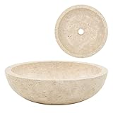 vidaXL Waschbecken Aufsatzwaschbecken Waschtisch Waschplatz Handwaschbecken Waschschale Aufsatzbecken Becken Badezimmer 40x12cm Marmor Creme Naturstein