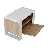MRBLS Schuhschrank mit Sitzbank - Modernes Design & Robuste Qualität – Schuhregal Geschlossen Schuhbank Garderobenbank mit Sitzfläche Sitzpolster – erhältlich in 6 Farben (Eiche - Weiß Matt)