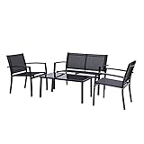 YLISJN 4-teiliges Terrassenmöbel-Set for den Außenbereich, Garten, Terrasse, Gesprächssets, Liegestühle am Pool mit Glas-Couchtisch