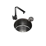 Runde Küchenspüle, kleine Waschbecken für kleine Badezimmer, rundes Waschbecken mit Wasserhahn, Barspüle, Edelstahlspüle mit Tassenspüler