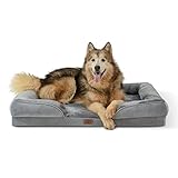 Bedsure orthopädisches Hundebett Ergonomisches Hundesofa - 106x80 cm Hundecouch mit eierförmiger Kistenschaum für große Hunde, waschbar rutschfest Hundebetten, grau