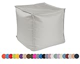 chilly pilley Sitzsack Sitzhocker mit EPS-Perlen Füllung 40x40x40cm Fußhocker Sitz-Pouf für Kinder und Erwachsene (Silber)