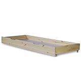 Homestyle4u 1910, Bettkasten Holz Aufbewahrung mit Rollen, Bett Schublade Bettauszug Natur