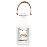 Mr. & Mrs. Panda S Personalisierte Deko Laterne Einhorn Regenbogen - Personalisierte Geschenke, Einhörner, Einhornautobahn, Einhorn Deko, Glitzer,