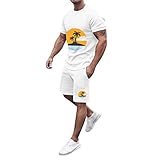 Daikascbny Sportanzug Herren Sommer Outfit Strand Kurzarm Bedrucktes Hemd Kurzer Anzug Hemd Hosenanzug Mit Taschen Hawaii Jogginganzug 2023 Track Suits Strand Sportanzug Klassisch Sommerhose