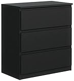 meble masztalerz Kommode Schwarz Matt mit 3 Schubladen 70 cm, Sideboard Wohnzimmer, Kommode Schlafzimmer H: 78,5 cm, B: 70 cm, T: 39 cm Kommode mit Schubladen, Schubladenschrank