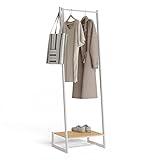 Newlux - Kleiderständer bis 24kg Hangy One 20, mit Schuhregal, Garderobenständer aus Metall mit hoher Stabilität, Einfache Montage, Kratzfester Boden | kompaktes Design | 50 x 40 x 160 cm | Weiß