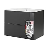 FACKELMANN Luna Badmöbel Set 2 Teile/Keramik Waschbecken/Waschbeckenunterschrank mit 2 Schubladen/Badschrank mit Soft-Close/hochwertige Möbel fürs Bad/Korpus & Front: Schwarz/Breite: 80 cm